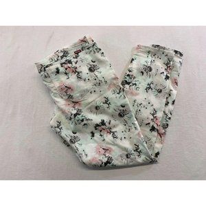 Maker Floral Maternity Ankle Pants Size Large Gray